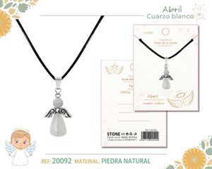 [20092] Colgante ángel de la guarda de cuarzo blanco - Joyería con significado