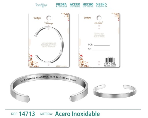 [14713] Brazalete de acero con mensaje - Accesorios de moda