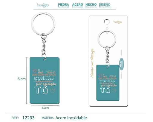 [12293] Llavero con mensaje y accesorio de acero - Accesorios personales y de regalo