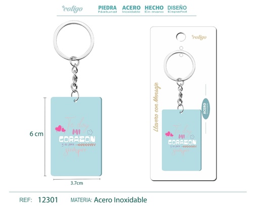[12301] Llavero con mensaje colorido con accesorio de acero - Accesorios y llaveros
