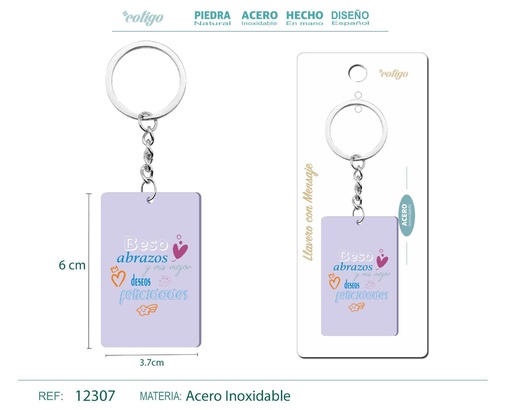 [12307] Llavero con mensaje colorido con accesorio de acero - Accesorios y llaveros