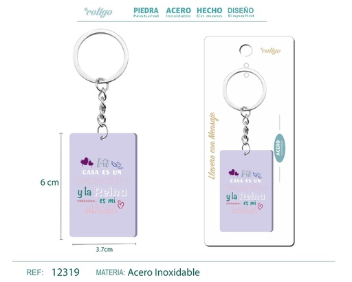 [12319] Llavero colorido con mensaje y accesorio de acero - Artículos de regalo