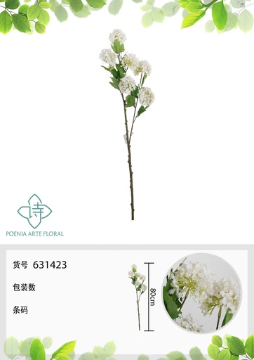 [631423-BLANCO] Ramo de flores artificiales - 6 cabezas de hortensia 80 cm