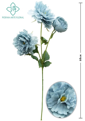 [630308蓝色] Ramo de peonías artificiales 3 cabezas - Flores artificiales decorativas