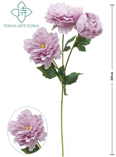 [630308紫色] Ramo de peonías fucsias 3 cabezas - Flores artificiales decorativas