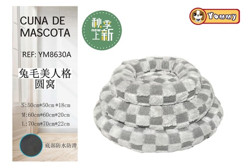 [YM8630A] Cuna de perro de pelaje de conejo gris - Camas de lujo para mascotas