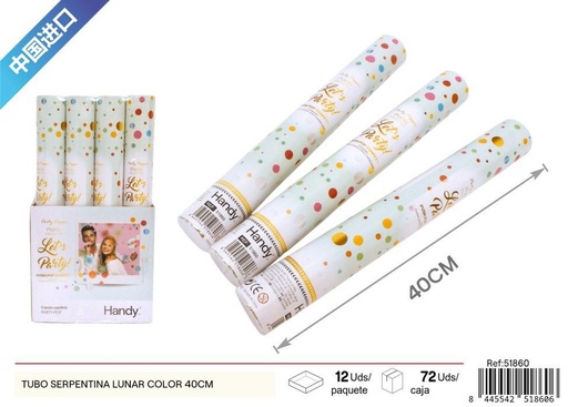 [51860] Tubo de serpentinas lunar color 40 cm - Artículos de fiesta y celebraciones