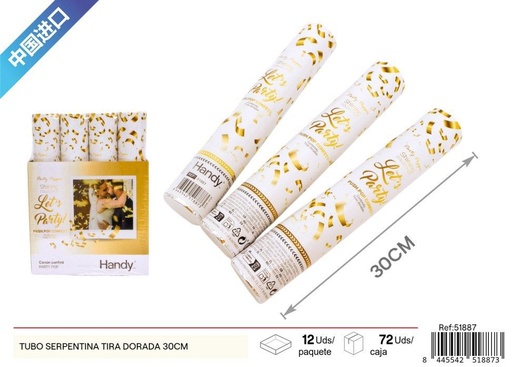 [51887] Tubo de serpentina dorada rectangular 30 cm - Artículos de fiesta