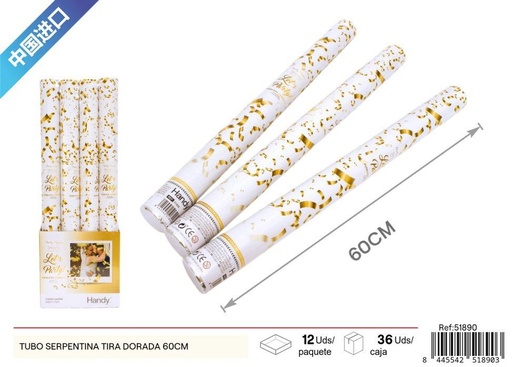 [51890] Tubo de serpentina dorada rectangular 60 cm - Artículos de fiesta