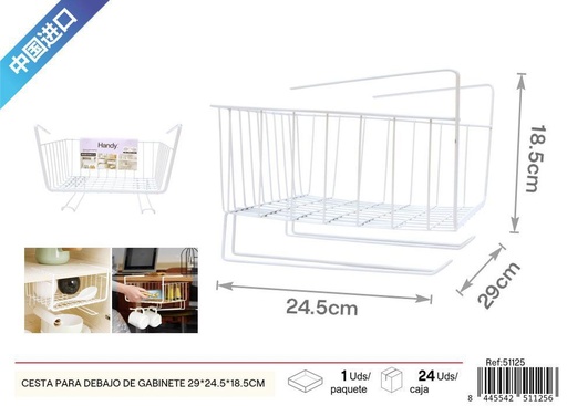 [51125] Cesta blanca para debajo de gabinete 29x24.5x18.5 cm - Cestas y almacenamiento
