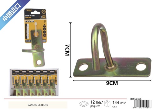 [00466] Gancho de techo en forma de 'D', doble agujero - Accesorios de ferretería