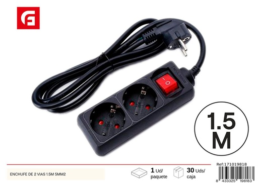 [171019818] Enchufe de 2 vías 1.5m 5mm2 - Accesorios eléctricos