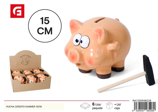 [200948528] Hucha cerdito Hammer 15 cm - Artículos de decoración y ahorro