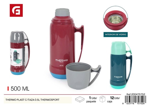 [200475752] ThermoSport con taza 0.5L - Botella térmica plástica