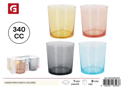 [200426593] Vaso de vidrio Pinta 340cc - Vasos de colores