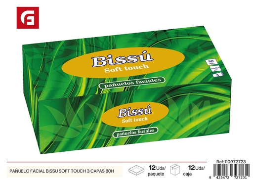 [110972723] Pañuelo facial Bissu Soft Touch 3 capas 80 unidades - Papel higiénico