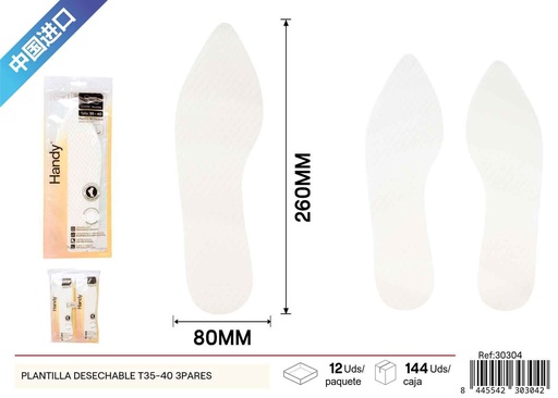 [230304] Plantilla desechable T35-40 (3 pares) - Plantillas y comodidad para el calzado