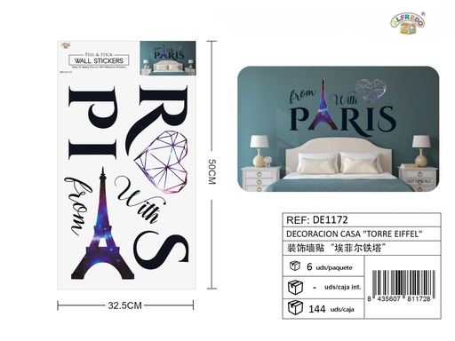[DE1172] Decoración casa "Torre Eiffel" 32X50 cm - Adhesivos decorativos para el hogar
