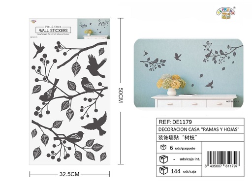 [DE1179] Decoración casa "Ramas y hojas" 32X50 cm - Adhesivos decorativos para el hogar