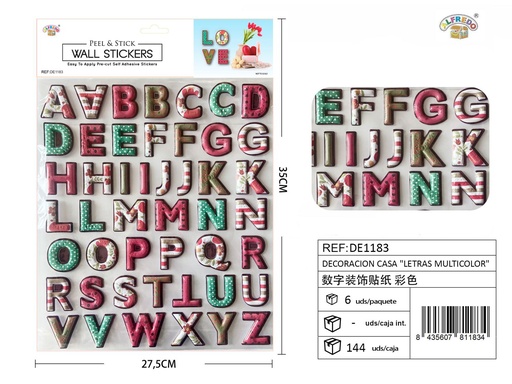 [DE1183] Decoración casa "Letras multicolor" 27,5X35 cm - Adhesivos decorativos para el hogar