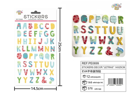 [PE0699] Stickers decor "Letras" 14 x 25 cm - Adhesivos decorativos y manualidades