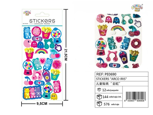 [PE0690] Stickers "Arco iris" 9,5 x 21,5 cm - Adhesivos decorativos y manualidades