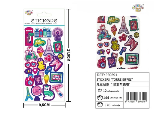 [PE0691] Stickers "Torre Eiffel" 9,5 x 21,5 cm - Adhesivos decorativos y manualidades