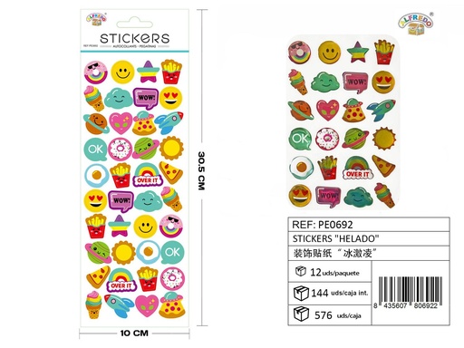 [PE0692] Stickers "Helado" 10 x 30,5 cm - Adhesivos decorativos y manualidades