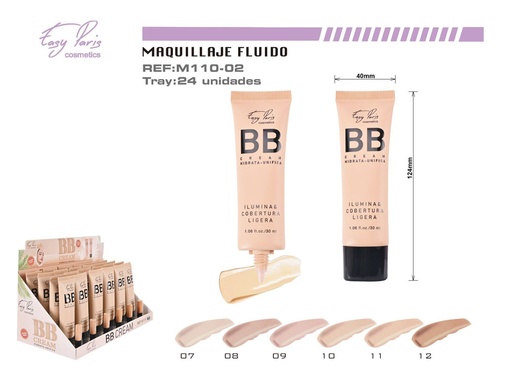 [M110-02] Base BB Cream ligera 24/U 288/U - Maquillaje y cosméticos