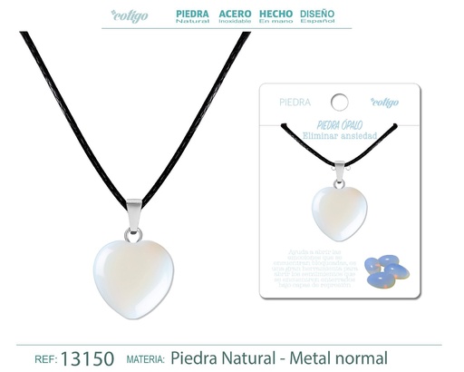 [13150] Colgante de corazón de piedra ópalo - Joyería de piedras naturales 