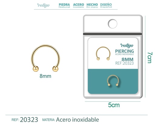 [20323] Piercing de acero antialérgico color dorado - Joyería y accesorios