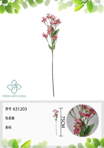 [631203FUCSIA] Rama de flores de bronce pequeña de 75 cm - Decoraciones naturales