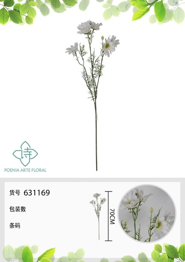 [631169BLANCO] Crasa falsa de medio tallo blanca 70 cm - Decoración floral