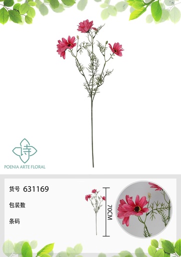 [631169ROSA] Rama de flor de crisantemo azul 70 cm - Decoración floral