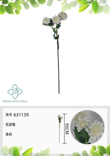 [631139BLANCO] Sorrel grande falsa de 3 cabezas 95 cm - Decoración floral