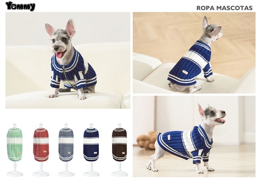 [YM6997] Jersey con cremallera para mascotas M 30 cm - Ropa de invierno para mascotas y suéteres