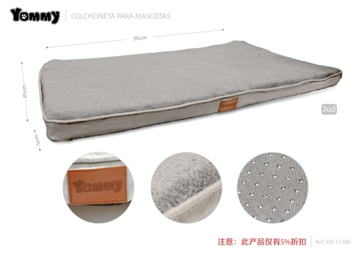 [YM1138B] Colchoneta de espuma para mascota 65x95x5 cm gris 3 unidades - Accesorios para mascotas y camas