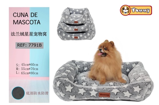 [YM7791B] Cuna de perro (juego de 3 piezas) gris con estrellas - Accesorios para mascotas