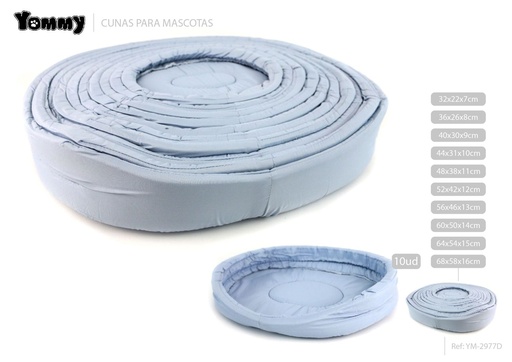 [YM2977D] Cuna de 10 piezas de poliéster azul 68*58*16CM - Accesorios de descanso para mascotas