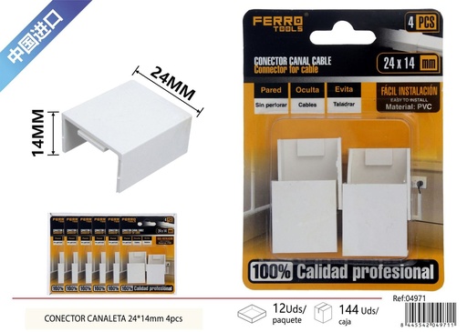 [04971] CONECTOR de canaleta PVC 24*14mm 4 piezas - Accesorios de instalación eléctrico