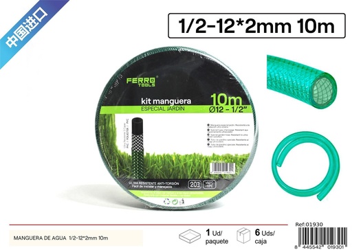 [01930] Manguera de agua negra de PVC ½ 10 m - Accesorios de jardín