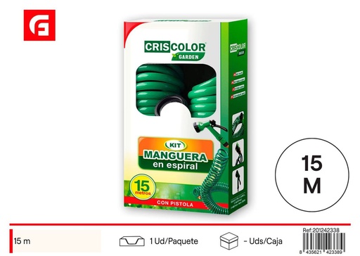 [201242338] Kit de mangera espiral 15 m - Accesorios de riego para jardín
