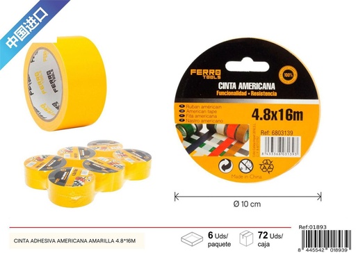[01893] Cinta americana amarilla 4.8 x 16 m - Productos de ferretería