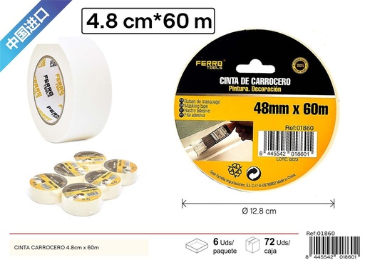 [01860] Cinta carrocero 4.8 cm x 60 m - Herramientas de ferretería