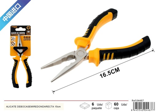 [04487] Alicate de boca semirredonda recta 15 cm - Herramientas de ferretería