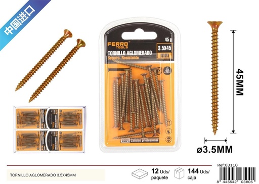 [03110] Tornillo aglomerado 3.5x45 mm - Ferretería y herrajes