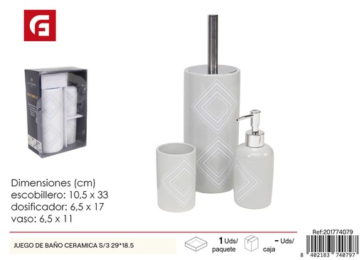 [201774079] Juego de baño cerámica s/3 29x18.5 - Ferretería y accesorios de baño