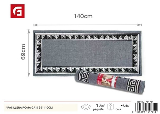 [131714714] Pasillera Roma gris 67x140 cm - Alfombras decorativas y textiles para el hogar