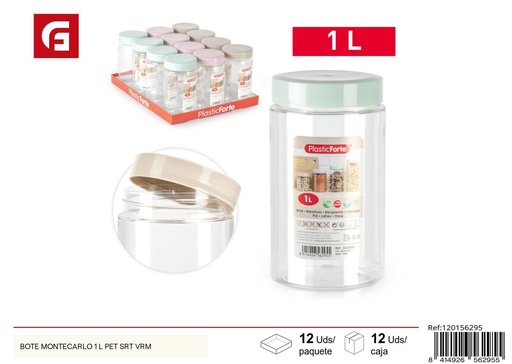 [A002776] Bote Montecarlo 1L PET SRT VRM - Plásticos de cocina