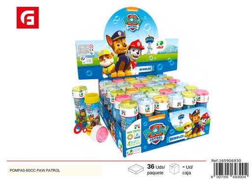 [165906930] Pompitas de 60cc Paw Patrol - Juguetes de pompas